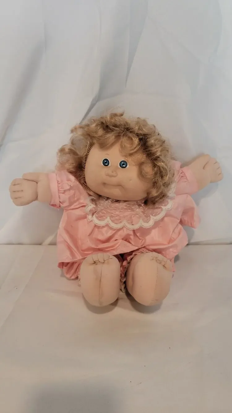 1985 Cabbage Patch Kids Doll Pink Outfit Blonde Hair Xavier Roberts Signed No...